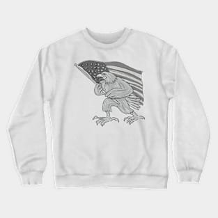 American Eagle Waving USA Flag Cartoon Crewneck Sweatshirt